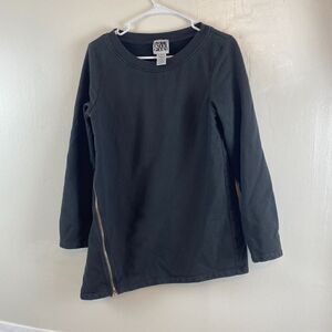 PRAIRIE UNDERGROUND Women's M Black Long Sweater Asymetrical Side Zip Lagenlook